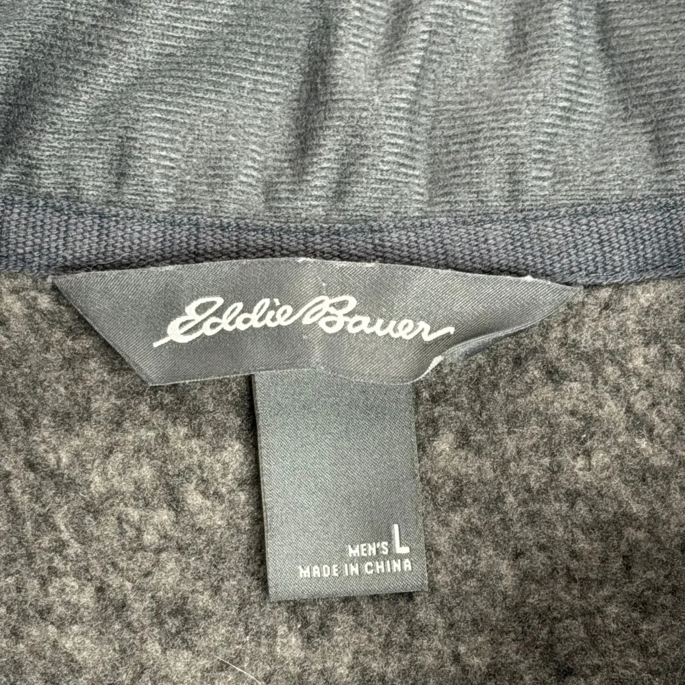 Eddie Bauer Heather Gray Quarter Zip Fleece Pullover Sweater Outdoor Mens Large